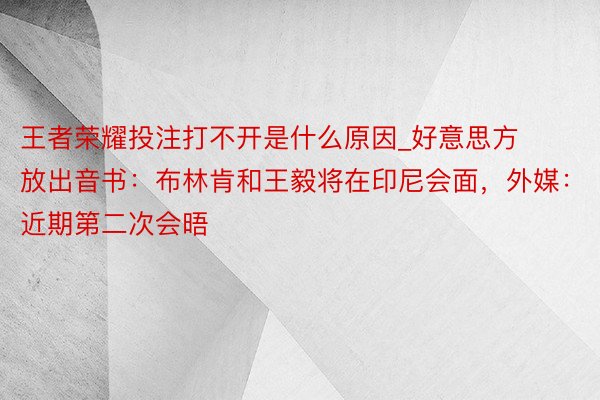 王者荣耀投注打不开是什么原因_好意思方放出音书：布林肯和王毅将在印尼会面，外媒：近期第二次会晤