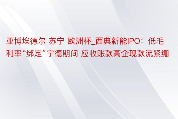 亚博埃德尔 苏宁 欧洲杯_西典新能IPO：低毛利率“绑定”宁德期间 应收账款高企现款流紧绷