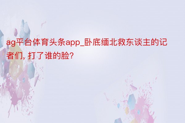 ag平台体育头条app_卧底缅北救东谈主的记者们, 打了谁的脸?