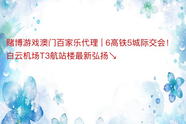 赌博游戏澳门百家乐代理 | 6高铁5城际交会！白云机场T3航站楼最新弘扬↘