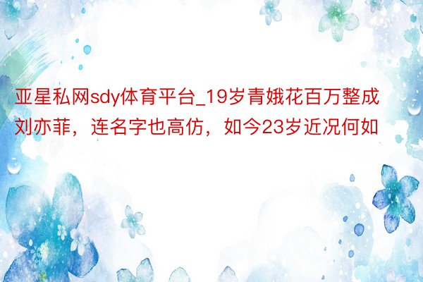 亚星私网sdy体育平台_19岁青娥花百万整成刘亦菲，连名字也高仿，如今23岁近况何如